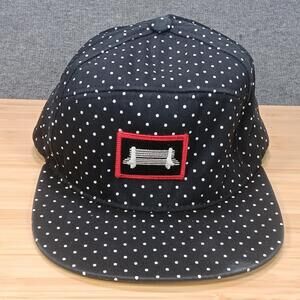 Premium Hat Cap Strap Back Mens Black White Polka Dot Patch Streetwear